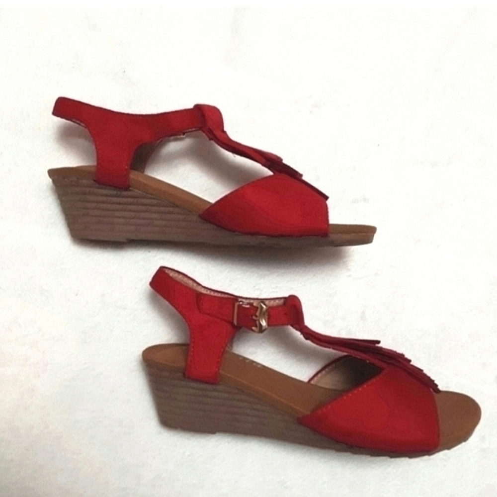 Lucita Red Fringe Sandals Womens Size 7 - Picture 7 of 12